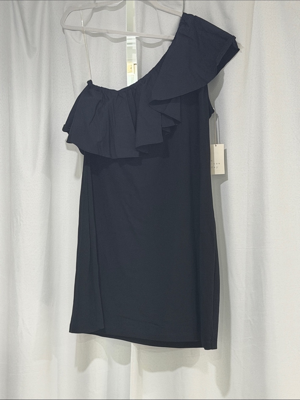 a new day One-Shoulder Ruffle Mini Dress - Black